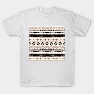 Aztec Black Brown Cream Mixed Motifs Pattern T-Shirt